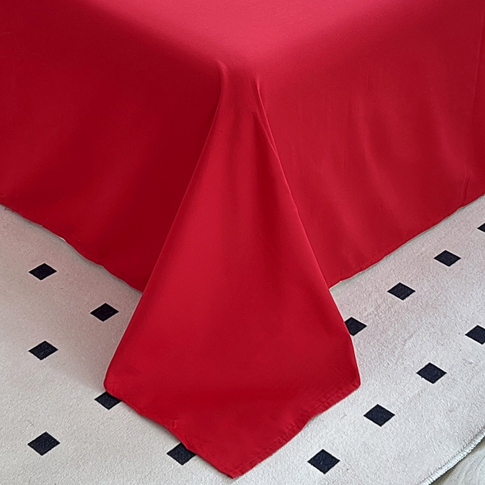 91家纺网 家纺一手货源 找家纺 啊雅家居 2025新款学生宿舍双拼磨毛被套床单床笠单品三件套四件套 红色