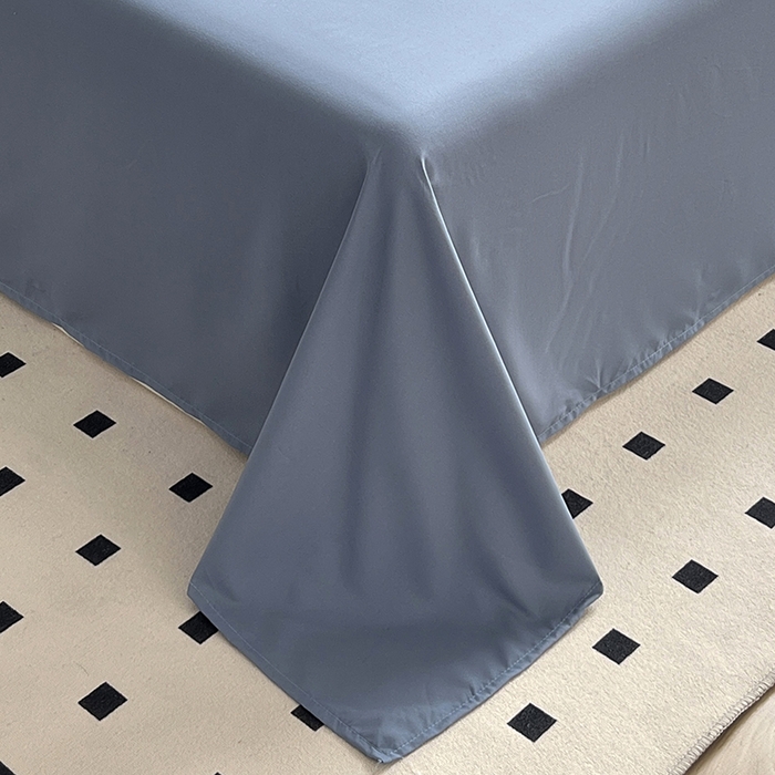 91家纺网 家纺一手货源 找家纺 啊雅家居 2025新款学生宿舍双拼磨毛被套床单床笠单品三件套四件套 克莱因蓝加浅蓝灰