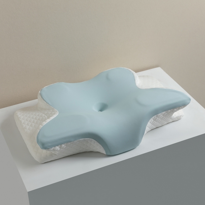 枕芯真意 2025新款蝶形护颈记忆牛角枕枕头枕芯 牛角枕-水绿色