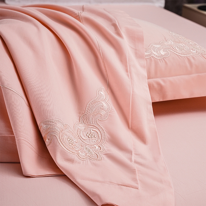 91家纺网 家纺一手货源 找家纺 博之洋婚庆 2025新款纯棉全棉长绒棉刺绣绣花高端礼盒四件套-黛安娜 黛安娜-粉