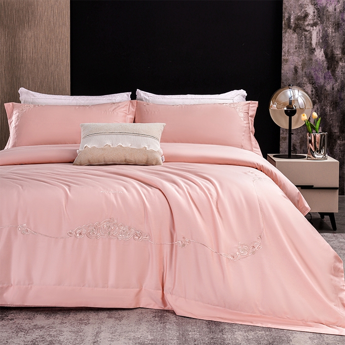 91家纺网 家纺一手货源 找家纺 博之洋婚庆 2025新款纯棉全棉长绒棉刺绣绣花高端礼盒四件套-黛安娜 黛安娜-粉