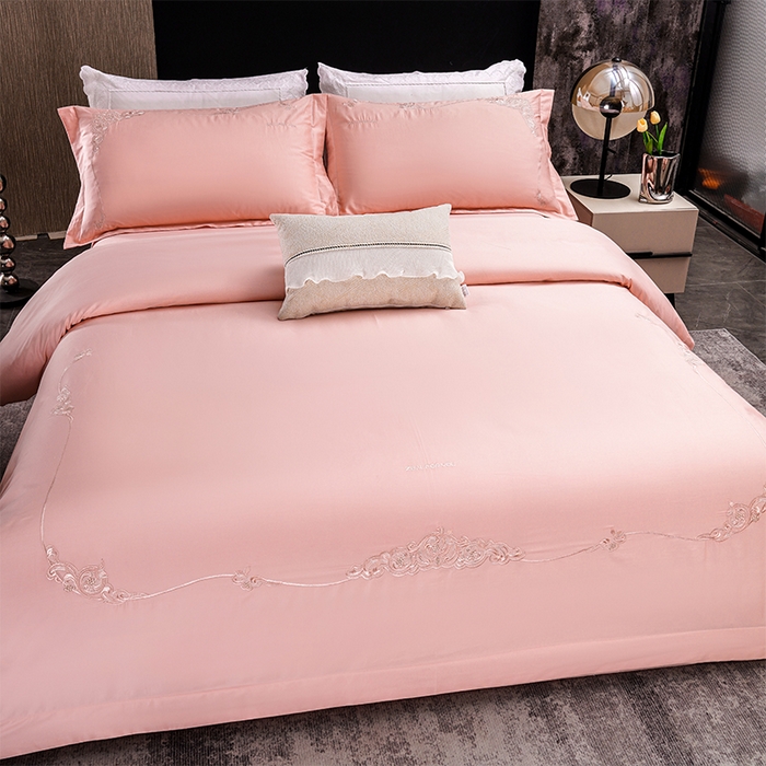 91家纺网 家纺一手货源 找家纺 博之洋婚庆 2025新款纯棉全棉长绒棉刺绣绣花高端礼盒四件套-黛安娜 黛安娜-粉