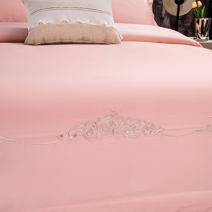 91家纺网 家纺一手货源 找家纺 博之洋婚庆 2025新款纯棉全棉长绒棉刺绣绣花高端礼盒四件套-黛安娜 黛安娜-粉