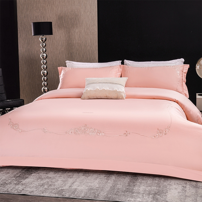 91家纺网 家纺一手货源 找家纺 博之洋婚庆 2025新款纯棉全棉长绒棉刺绣绣花高端礼盒四件套-黛安娜 黛安娜-粉