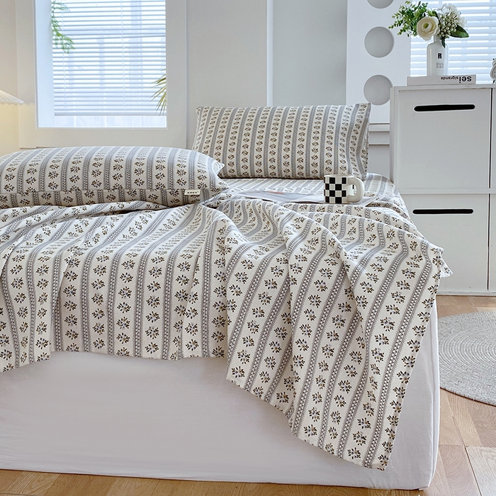 91家纺网 家纺一手货源 找家纺 （总）爱彼家纺 2025夏季古艺原棉老粗布床单三件套凉席-系列五