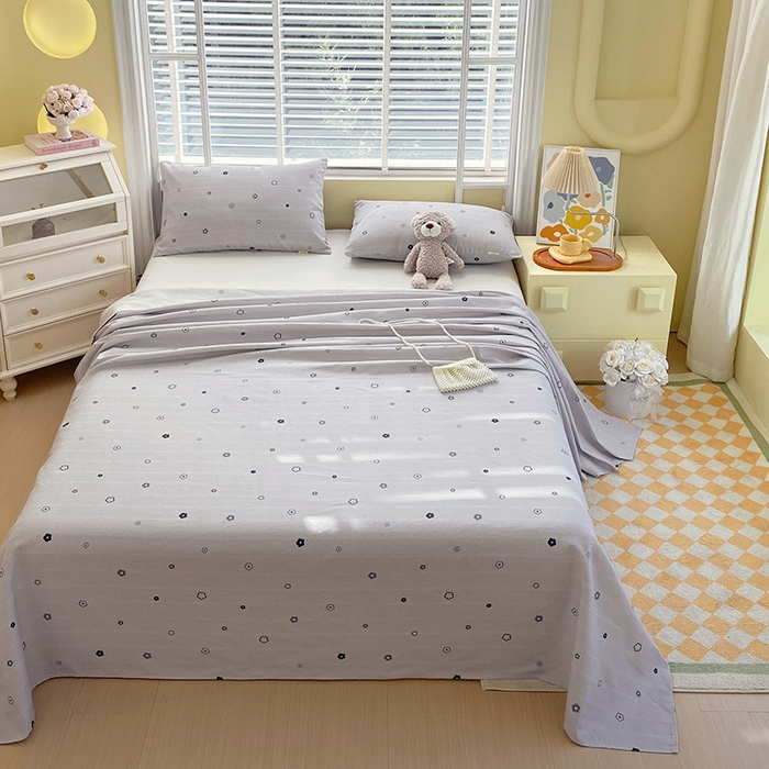 91家纺网 家纺一手货源 找家纺 爱彼家纺 2025夏季古艺原棉老粗布床单三件套凉席-系列五 安妮