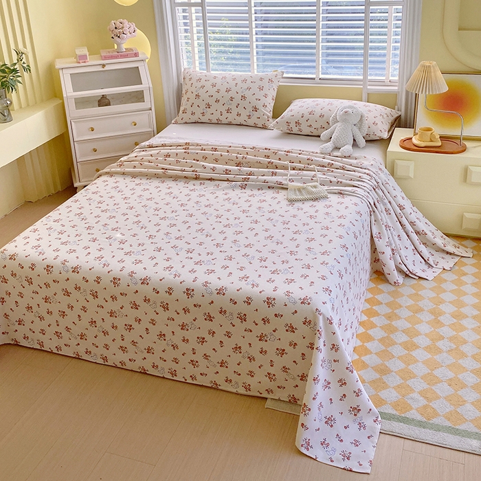 91家纺网 家纺一手货源 找家纺 爱彼家纺 2025夏季古艺原棉老粗布床单三件套凉席-系列五 春日撩人