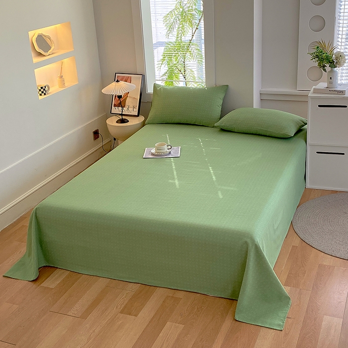 91家纺网 家纺一手货源 找家纺 爱彼家纺 2025夏季古艺原棉老粗布床单三件套凉席-系列五 橄榄绿