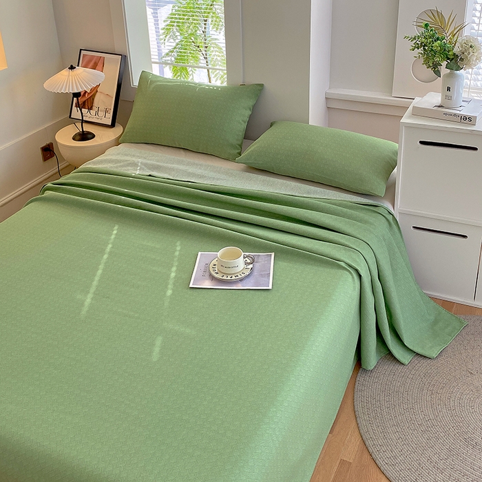 91家纺网 家纺一手货源 找家纺 爱彼家纺 2025夏季古艺原棉老粗布床单三件套凉席-系列五 橄榄绿