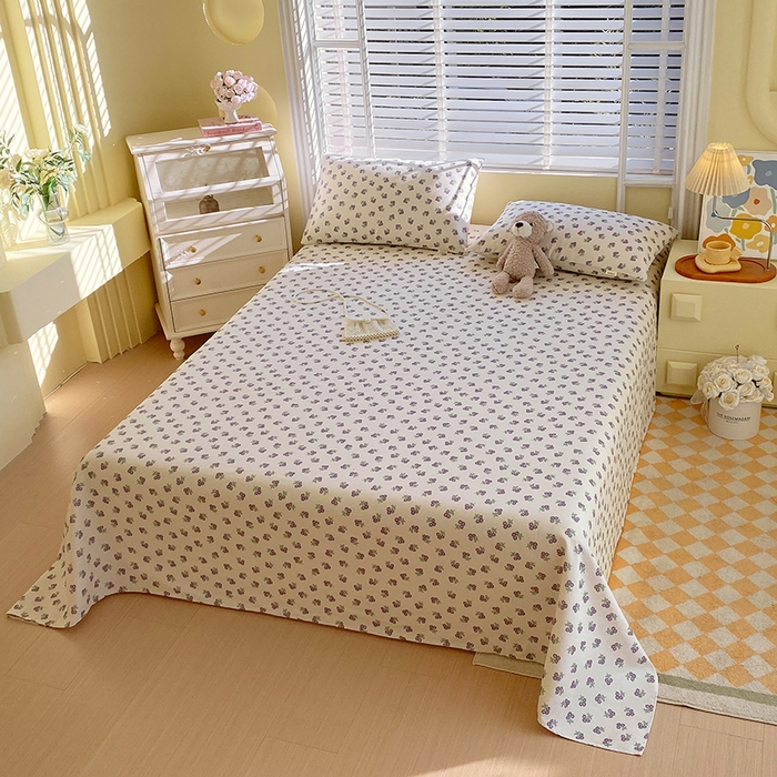 91家纺网 家纺一手货源 找家纺 爱彼家纺 2025夏季古艺原棉老粗布床单三件套凉席-系列五 栝静