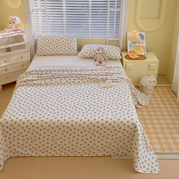 91家纺网 家纺一手货源 找家纺 爱彼家纺 2025夏季古艺原棉老粗布床单三件套凉席-系列五 栝静