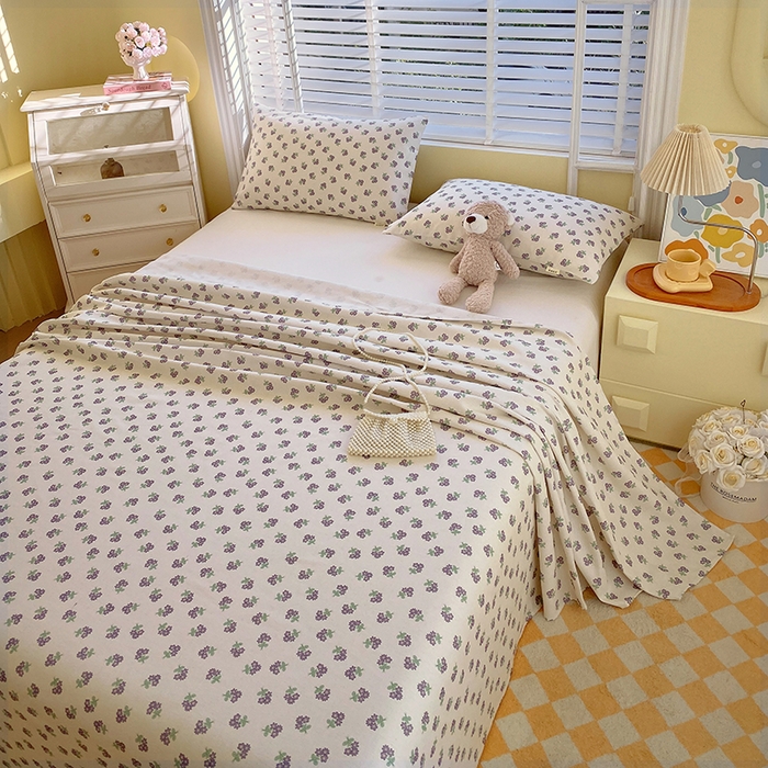 91家纺网 家纺一手货源 找家纺 爱彼家纺 2025夏季古艺原棉老粗布床单三件套凉席-系列五 栝静