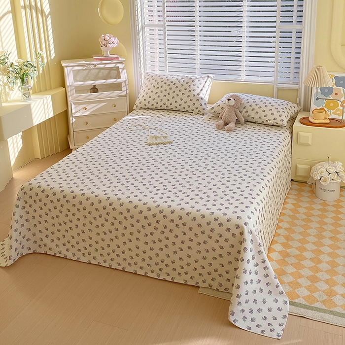 91家纺网 家纺一手货源 找家纺 爱彼家纺 2025夏季古艺原棉老粗布床单三件套凉席-系列五 栝静