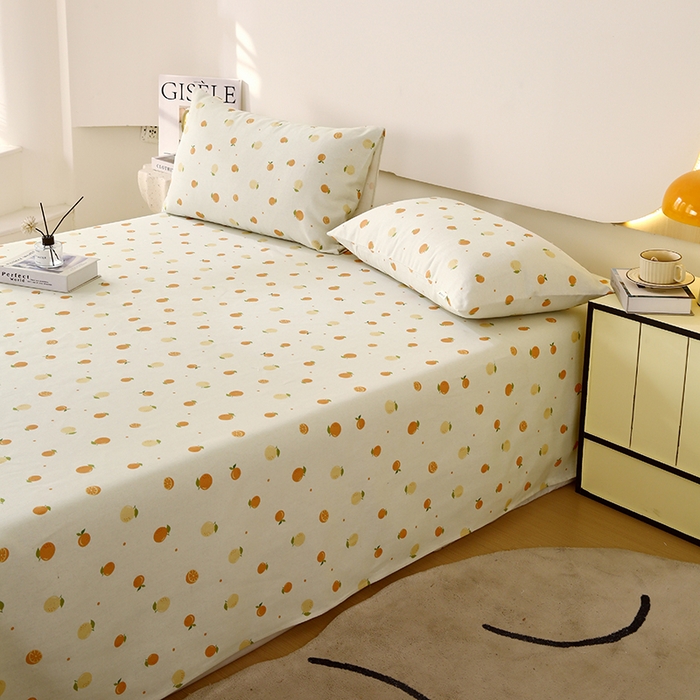 91家纺网 家纺一手货源 找家纺 爱彼家纺 2025夏季古艺原棉老粗布床单三件套凉席-系列五 橘子