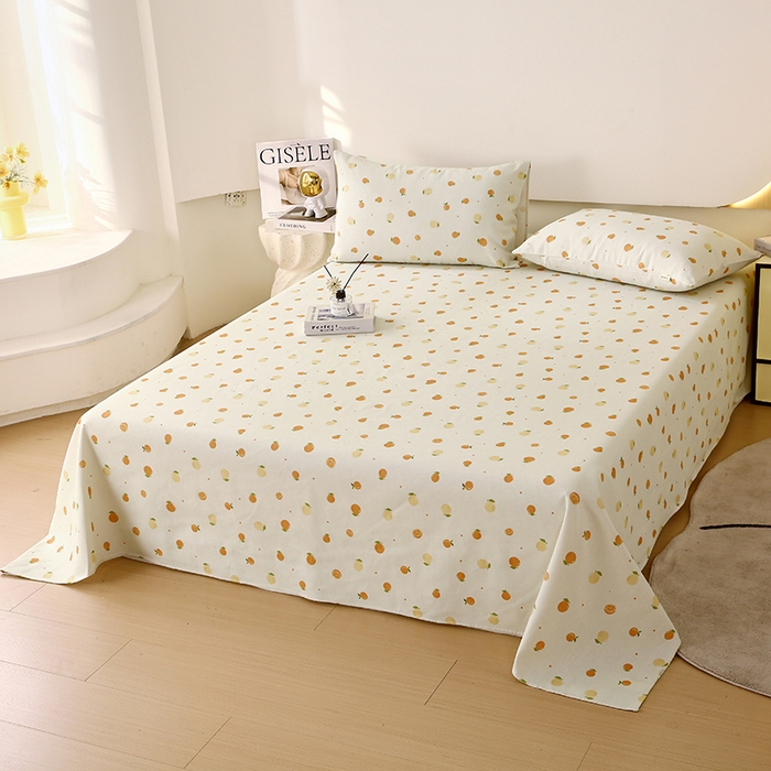 91家纺网 家纺一手货源 找家纺 爱彼家纺 2025夏季古艺原棉老粗布床单三件套凉席-系列五 橘子