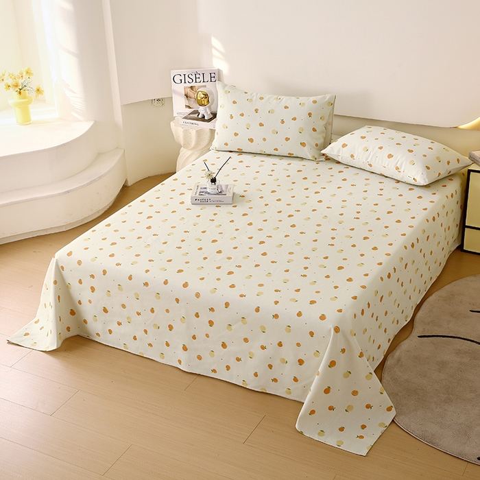 91家纺网 家纺一手货源 找家纺 爱彼家纺 2025夏季古艺原棉老粗布床单三件套凉席-系列五 橘子