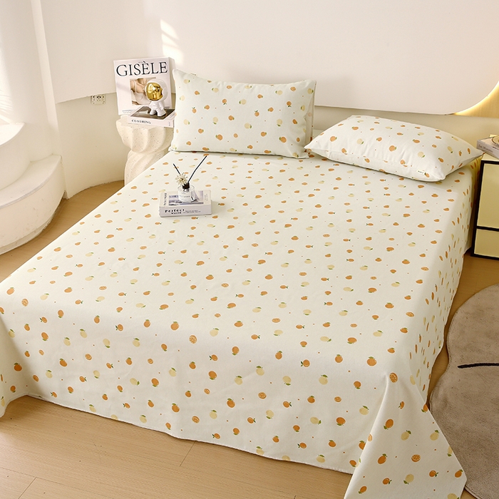 91家纺网 家纺一手货源 找家纺 爱彼家纺 2025夏季古艺原棉老粗布床单三件套凉席-系列五 橘子