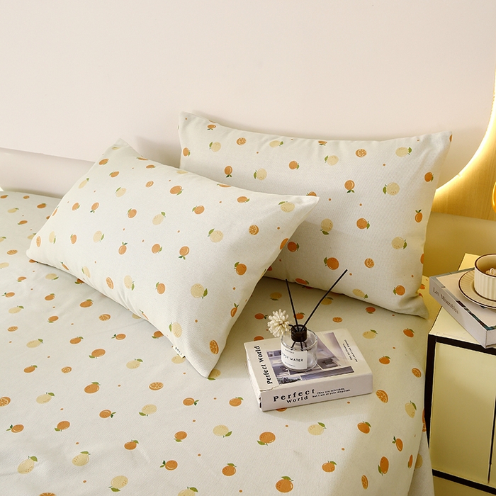 91家纺网 家纺一手货源 找家纺 爱彼家纺 2025夏季古艺原棉老粗布床单三件套凉席-系列五 橘子