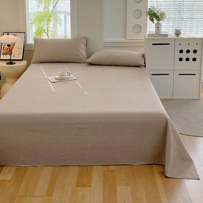 91家纺网 家纺一手货源 找家纺 爱彼家纺 2025夏季古艺原棉老粗布床单三件套凉席-系列五 卡其