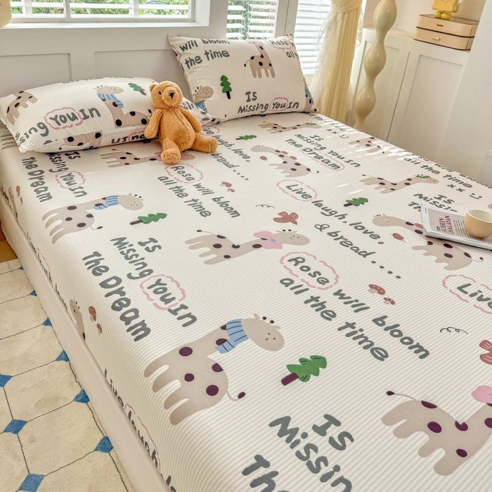 91家纺网 家纺一手货源 找家纺 柠馨 2025新款亲肤舒适全棉印花床单床笠 梦幻小鹿-床笠