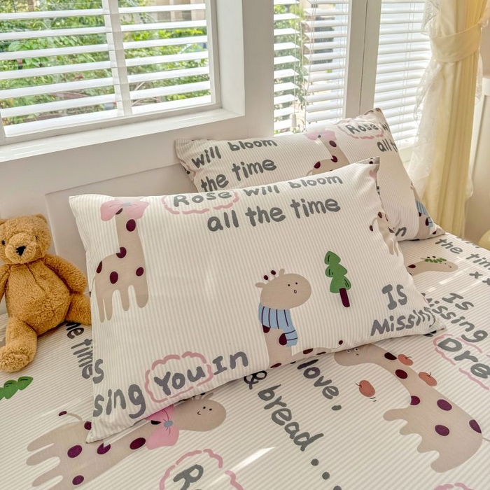 91家纺网 家纺一手货源 找家纺 柠馨 2025新款亲肤舒适全棉印花床单床笠 梦幻小鹿-床笠