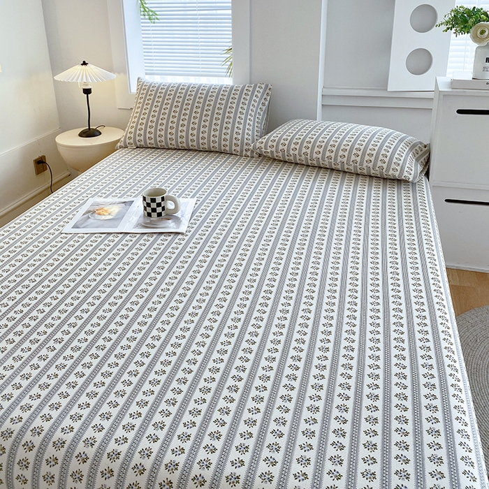 91家纺网 家纺一手货源 找家纺 爱彼家纺 2025夏季古艺原棉老粗布床单三件套凉席-系列五 陌微