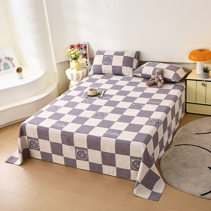 91家纺网 家纺一手货源 找家纺 爱彼家纺 2025夏季古艺原棉老粗布床单三件套凉席-系列五 小小熊