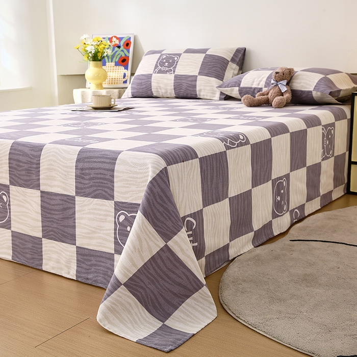 91家纺网 家纺一手货源 找家纺 爱彼家纺 2025夏季古艺原棉老粗布床单三件套凉席-系列五 小小熊