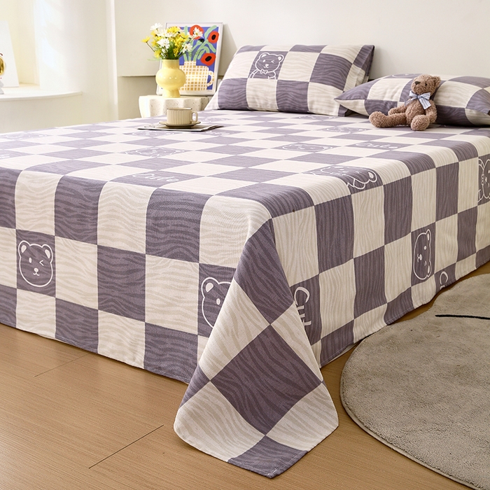 91家纺网 家纺一手货源 找家纺 爱彼家纺 2025夏季古艺原棉老粗布床单三件套凉席-系列五 小小熊