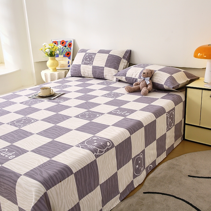 91家纺网 家纺一手货源 找家纺 爱彼家纺 2025夏季古艺原棉老粗布床单三件套凉席-系列五 小小熊