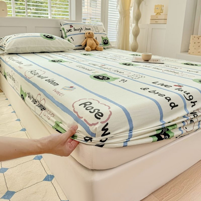 柠馨 2025新款亲肤舒适全棉印花床单床笠 喵星人-床笠