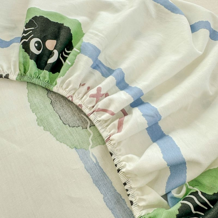 91家纺网 家纺一手货源 找家纺 柠馨 2025新款亲肤舒适全棉印花床单床笠 喵星人-床笠