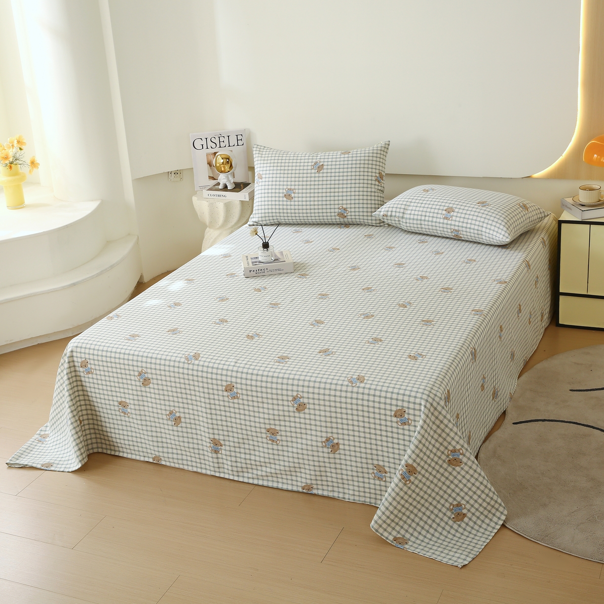 91家纺网 家纺一手货源 找家纺 爱彼家纺 2025夏季古艺原棉老粗布床单三件套凉席-系列五 小熊之家