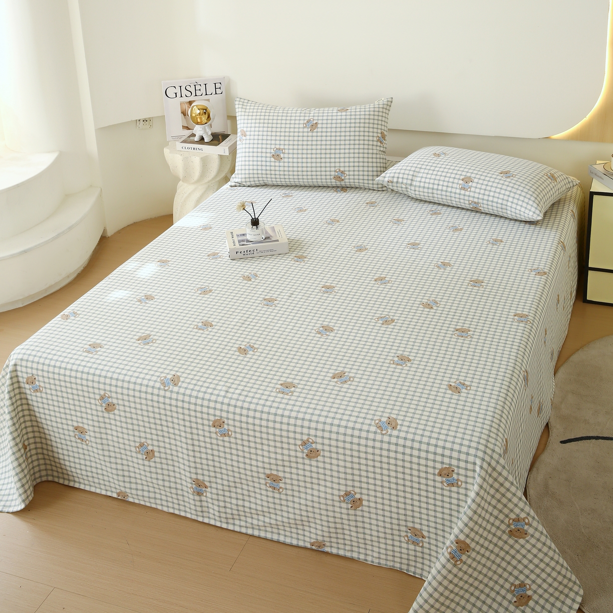 91家纺网 家纺一手货源 找家纺 爱彼家纺 2025夏季古艺原棉老粗布床单三件套凉席-系列五 小熊之家