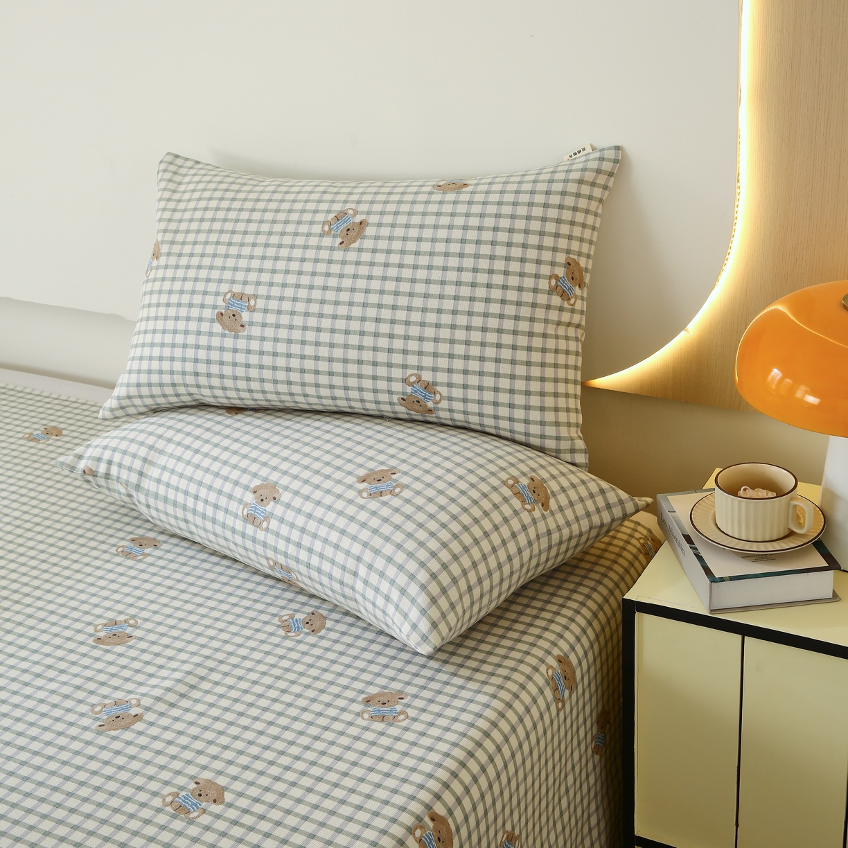 91家纺网 家纺一手货源 找家纺 爱彼家纺 2025夏季古艺原棉老粗布床单三件套凉席-系列五 小熊之家