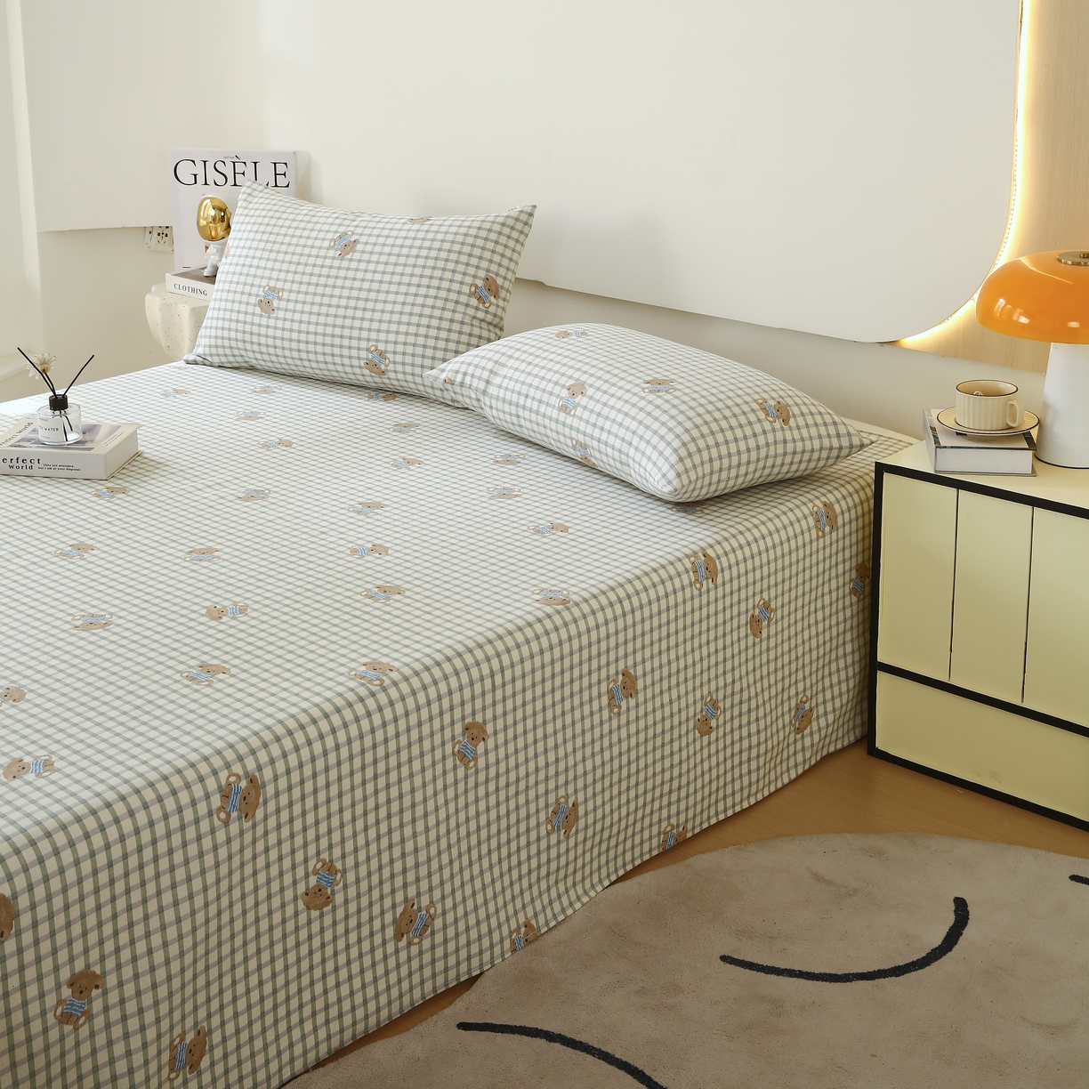 91家纺网 家纺一手货源 找家纺 爱彼家纺 2025夏季古艺原棉老粗布床单三件套凉席-系列五 小熊之家