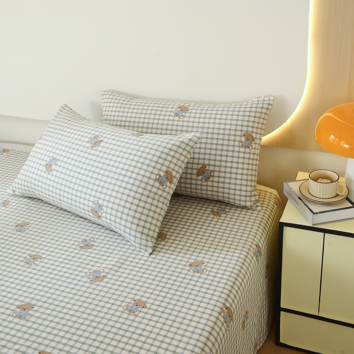 91家纺网 家纺一手货源 找家纺 爱彼家纺 2025夏季古艺原棉老粗布床单三件套凉席-系列五 小熊之家