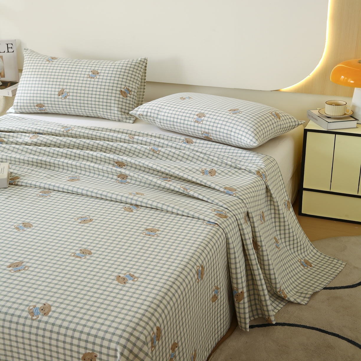 91家纺网 家纺一手货源 找家纺 爱彼家纺 2025夏季古艺原棉老粗布床单三件套凉席-系列五 小熊之家