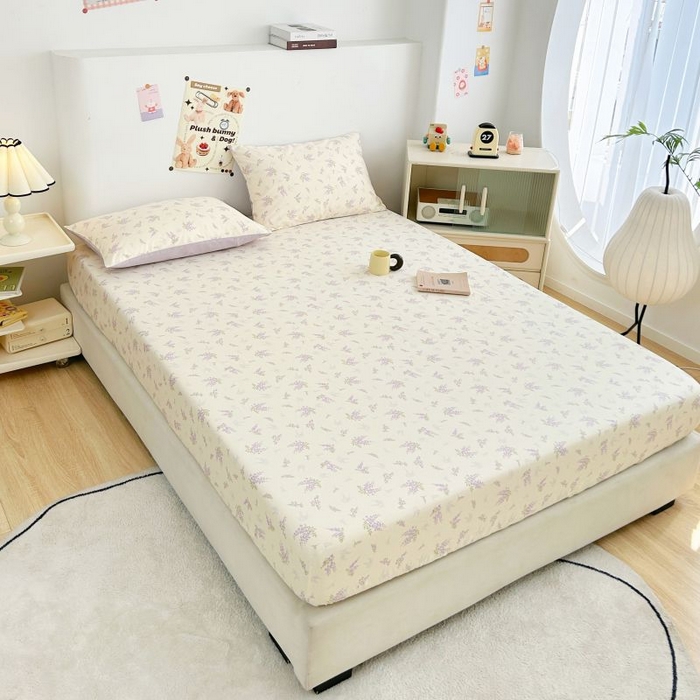 91家纺网 家纺一手货源 找家纺 柠馨 2025新款亲肤舒适全棉印花床单床笠 浅薇-床笠