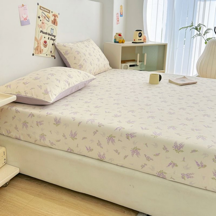 91家纺网 家纺一手货源 找家纺 柠馨 2025新款亲肤舒适全棉印花床单床笠 浅薇-床笠