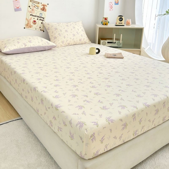 91家纺网 家纺一手货源 找家纺 柠馨 2025新款亲肤舒适全棉印花床单床笠 浅薇-床笠