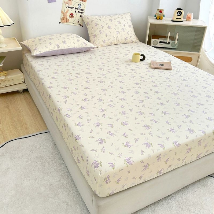 91家纺网 家纺一手货源 找家纺 柠馨 2025新款亲肤舒适全棉印花床单床笠 浅薇-床笠