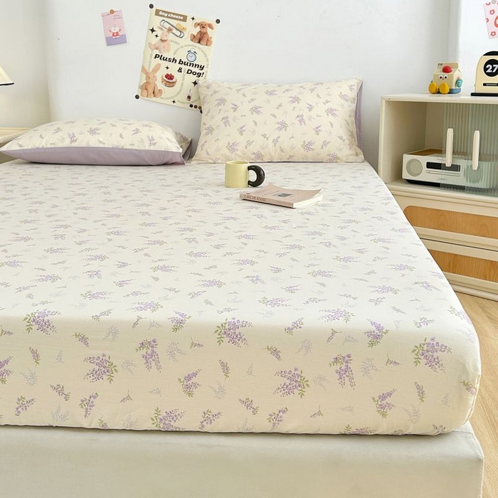 91家纺网 家纺一手货源 找家纺 柠馨 2025新款亲肤舒适全棉印花床单床笠 浅薇-床笠