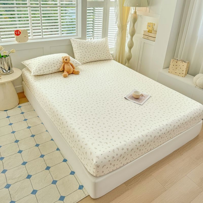 91家纺网 家纺一手货源 找家纺 柠馨 2025新款亲肤舒适全棉印花床单床笠 倾心-床笠