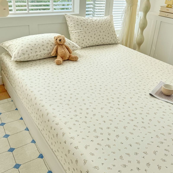 91家纺网 家纺一手货源 找家纺 柠馨 2025新款亲肤舒适全棉印花床单床笠 倾心-床笠