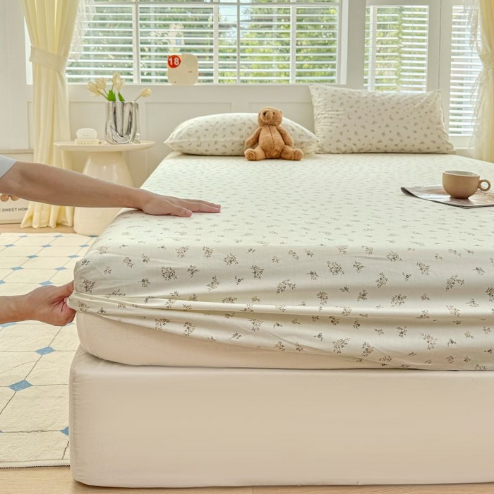 91家纺网 家纺一手货源 找家纺 柠馨 2025新款亲肤舒适全棉印花床单床笠 倾心-床笠