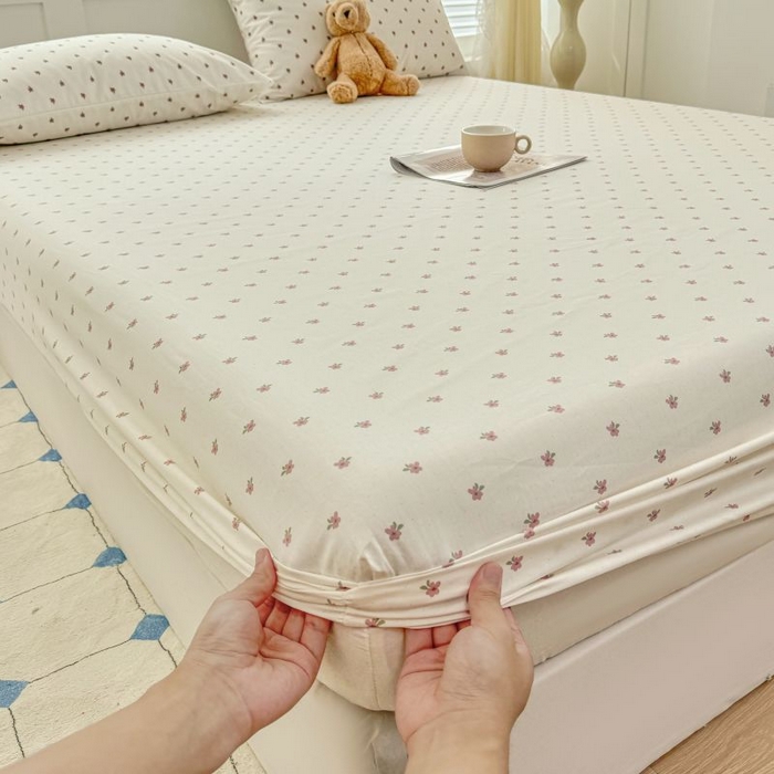 柠馨 2025新款亲肤舒适全棉印花床单床笠 拾忆-床笠