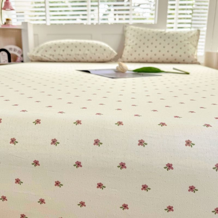 91家纺网 家纺一手货源 找家纺 柠馨 2025新款亲肤舒适全棉印花床单床笠 拾忆-床笠