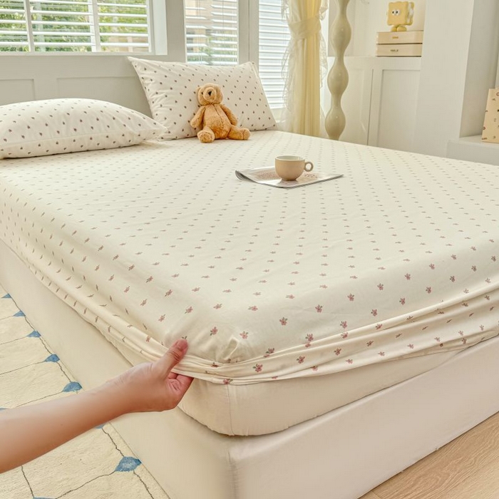 91家纺网 家纺一手货源 找家纺 柠馨 2025新款亲肤舒适全棉印花床单床笠 拾忆-床笠