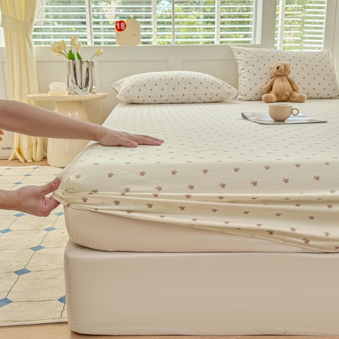 91家纺网 家纺一手货源 找家纺 柠馨 2025新款亲肤舒适全棉印花床单床笠 拾忆-床笠